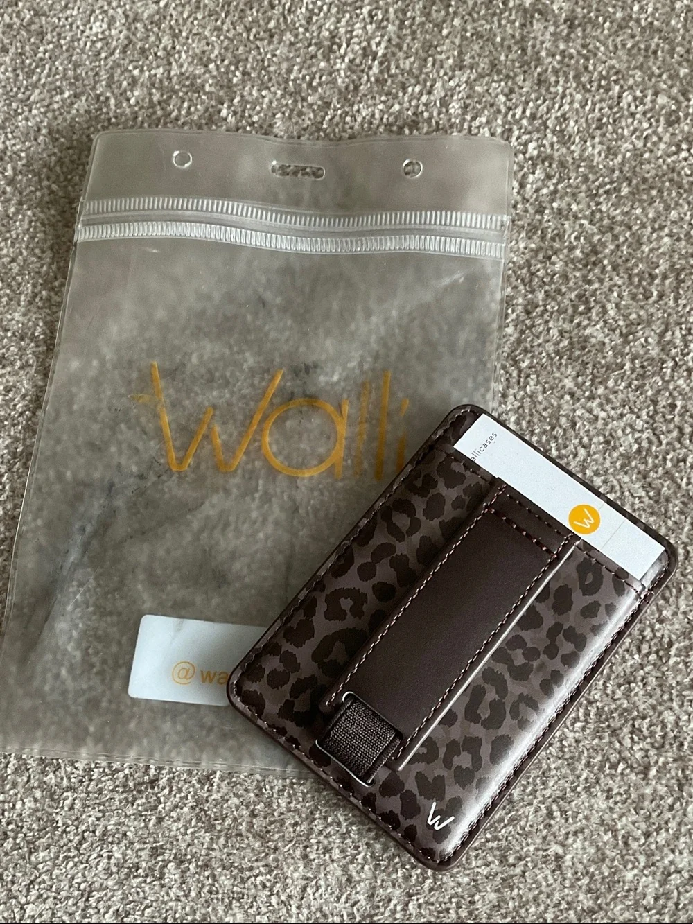Leopard Print Card Holder Phone Wallet with Clip - Brown